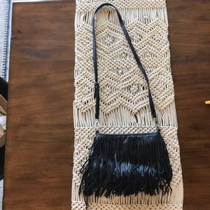 Black fringe crossbody with silver details